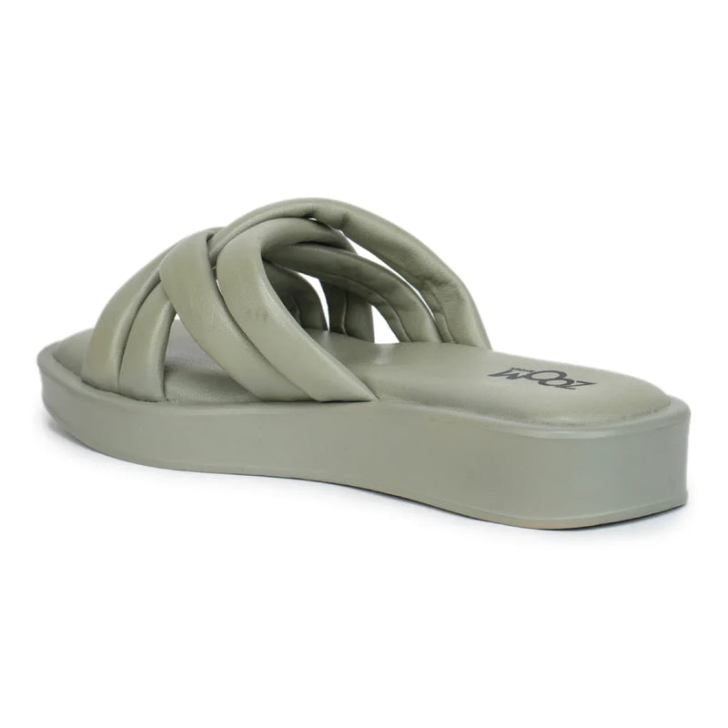 Stylish Women's Leather Slippers with Criss-Cross Design - L 212