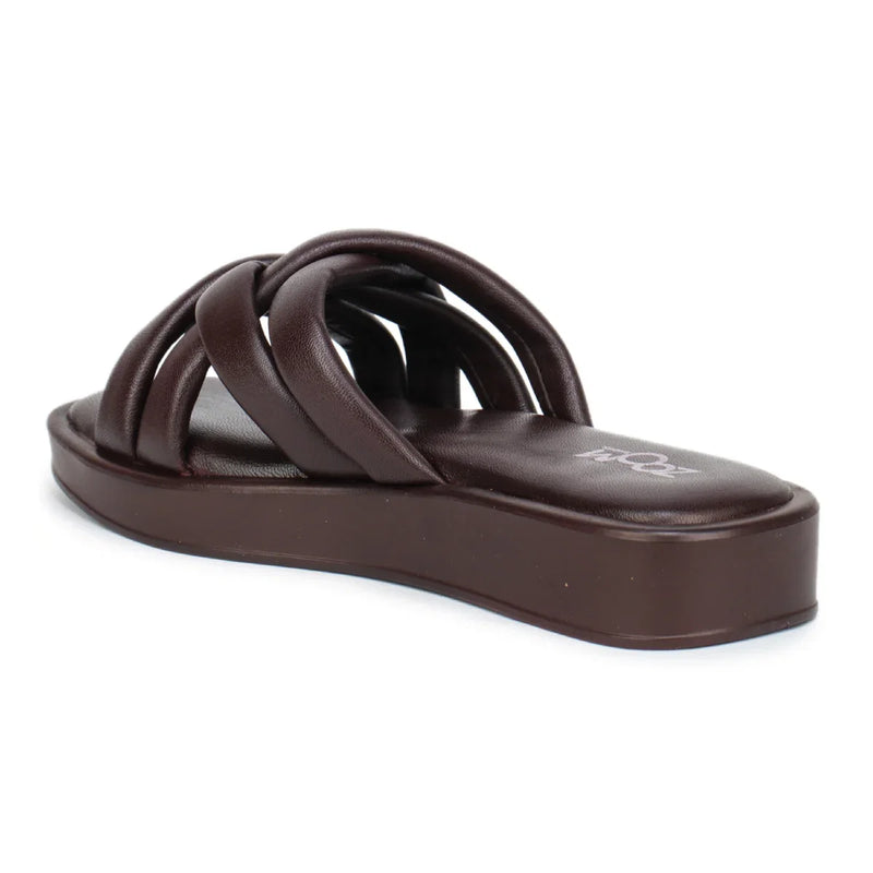 Stylish Women's Leather Slippers with Criss-Cross Design - L 212