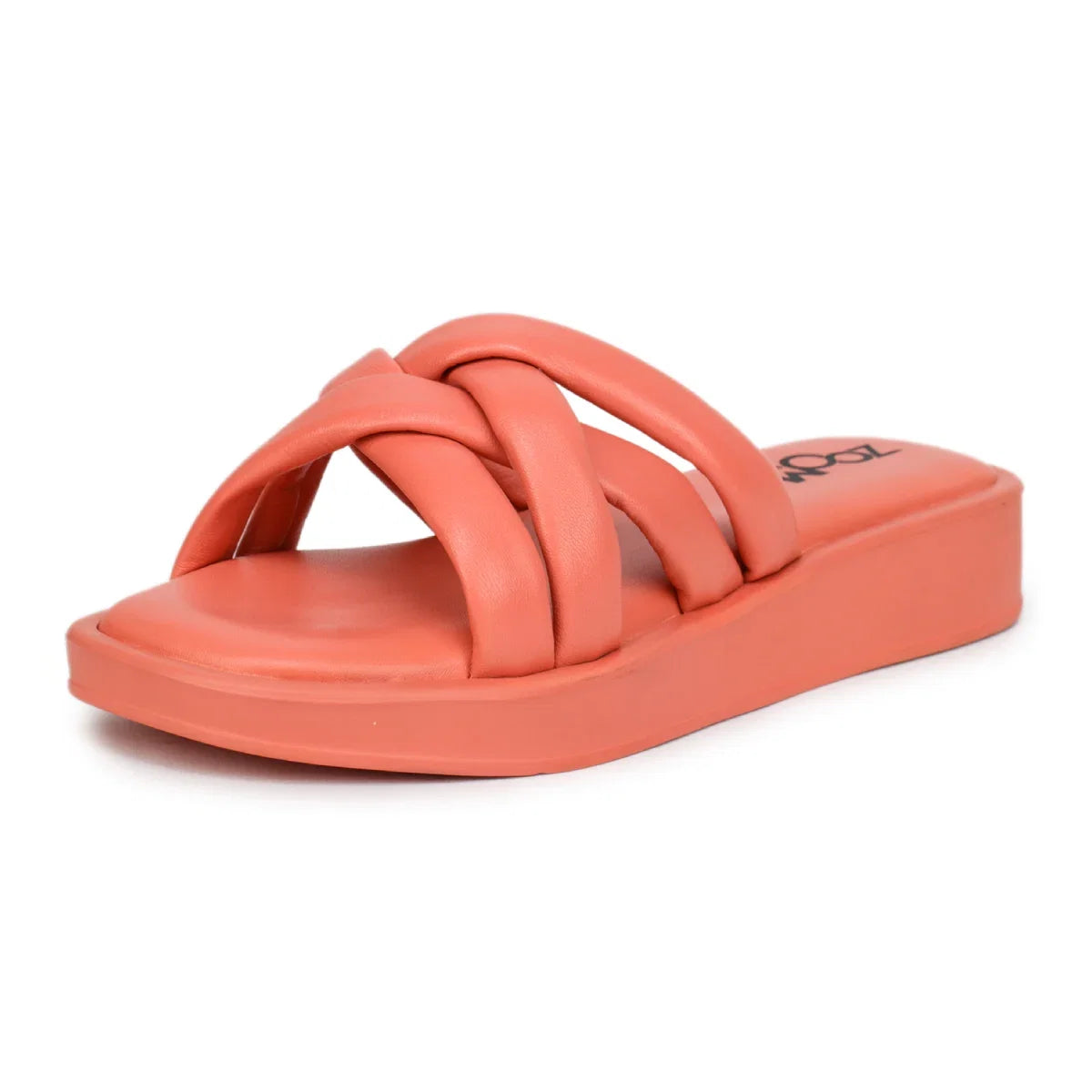 Stylish Women's Leather Slippers with Criss-Cross Design - L 212