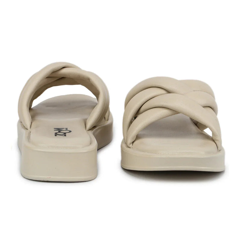 Stylish Women's Leather Slippers with Criss-Cross Design - L 212