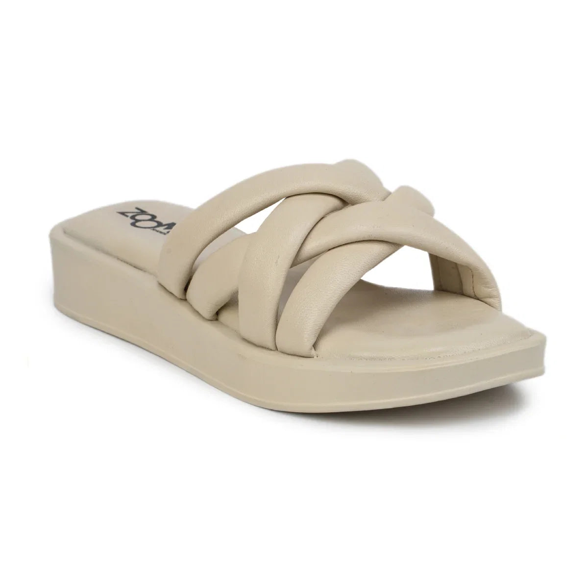 Stylish Women's Leather Slippers with Criss-Cross Design - L 212
