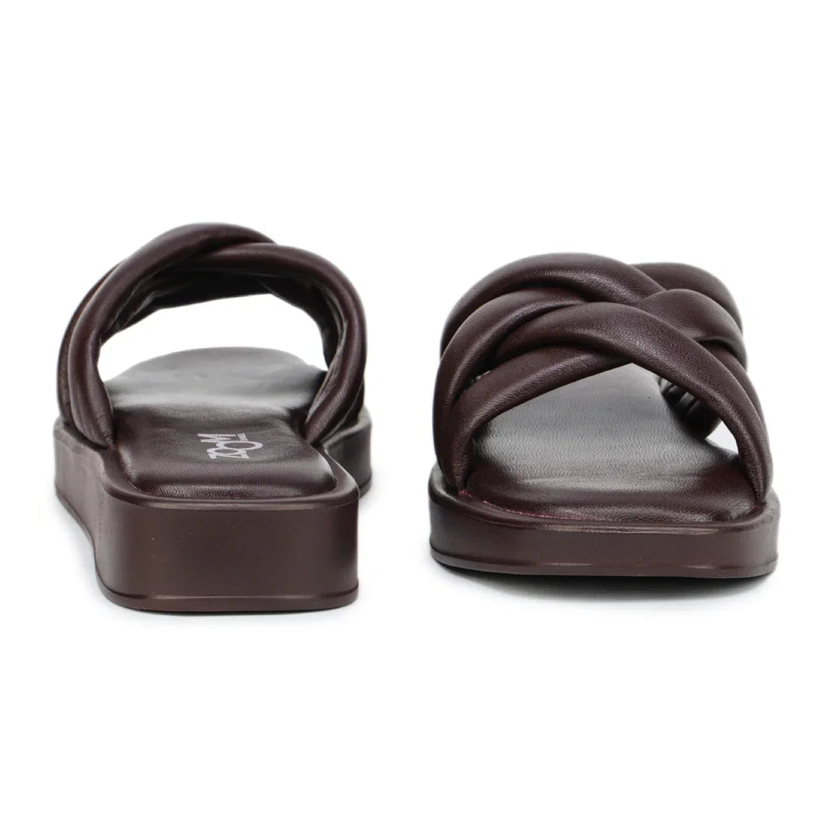 Stylish Women's Leather Slippers with Criss-Cross Design - L 212