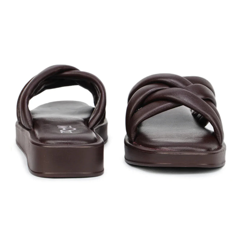 Stylish Women's Leather Slippers with Criss-Cross Design - L 212