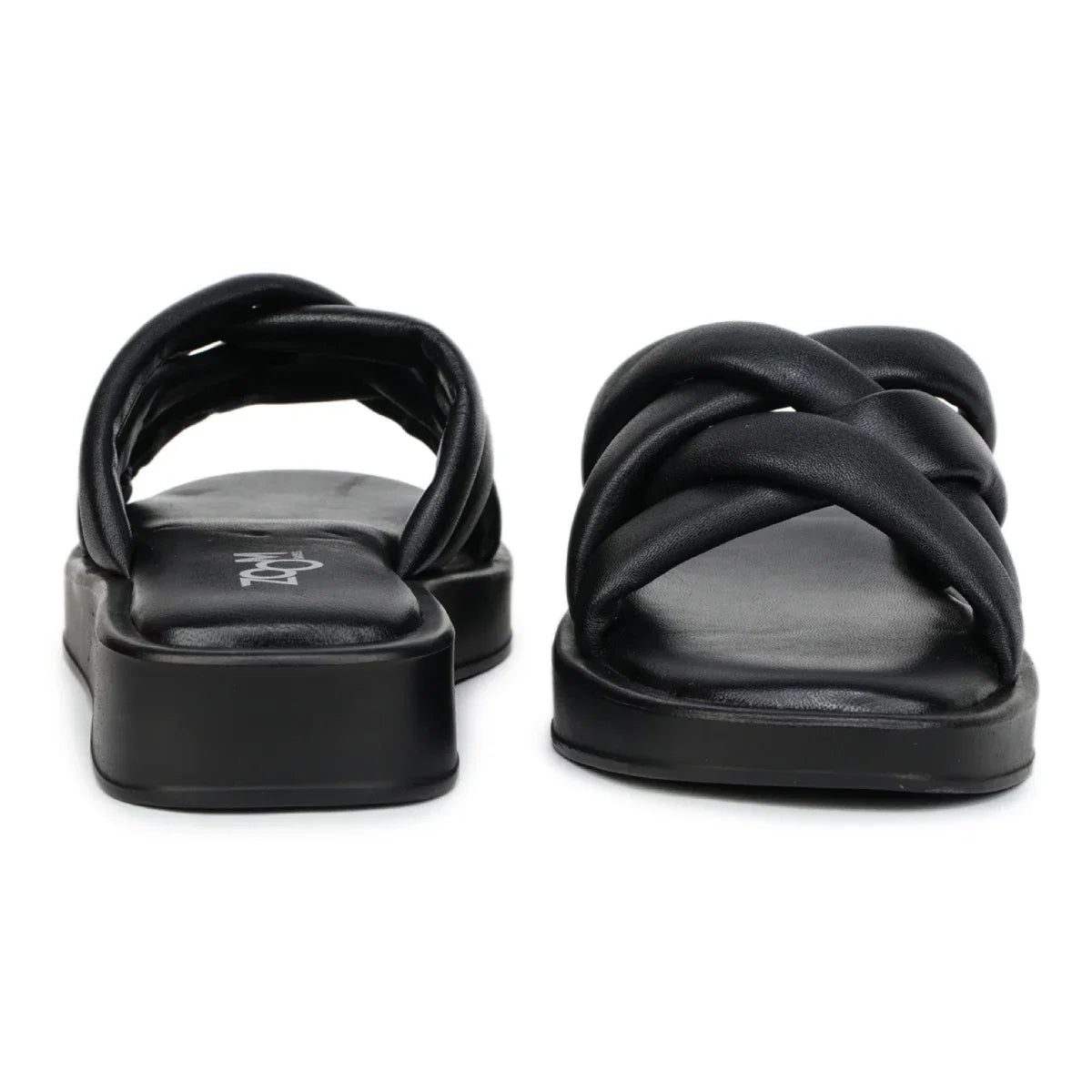 Stylish Women's Leather Slippers with Criss-Cross Design - L 212