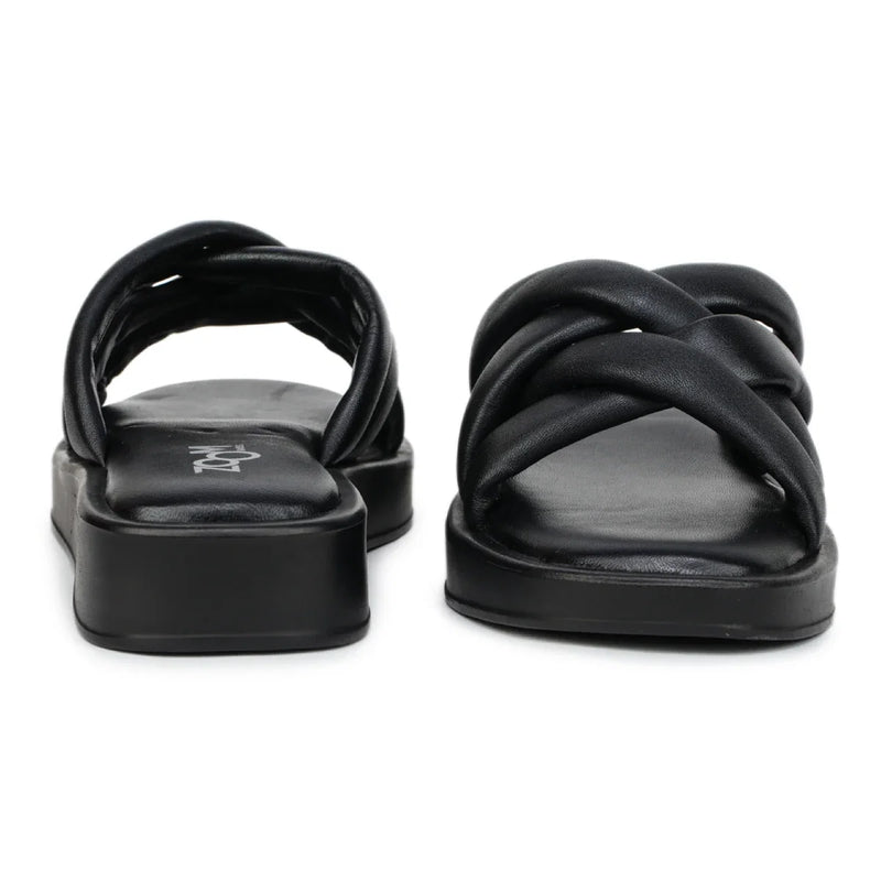 Stylish Women's Leather Slippers with Criss-Cross Design - L 212
