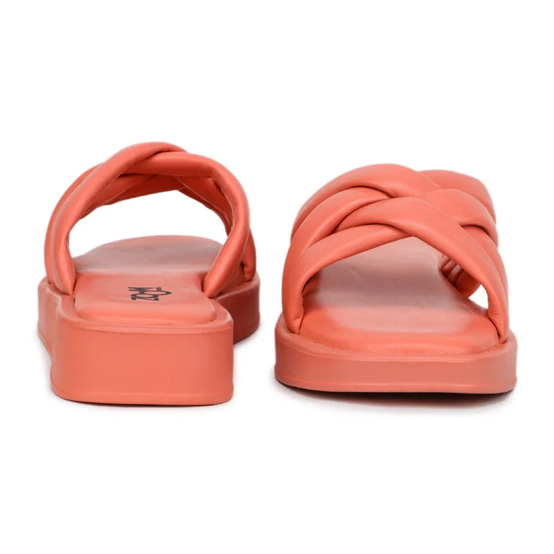 Stylish Women's Leather Slippers with Criss-Cross Design - L 212