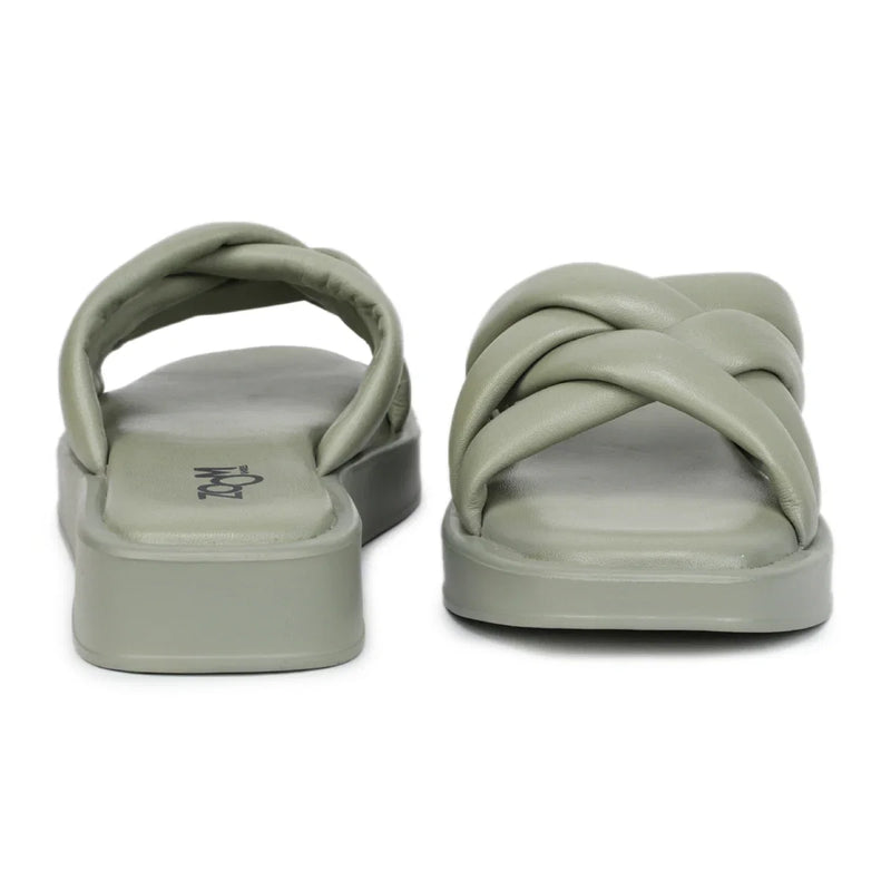 Stylish Women's Leather Slippers with Criss-Cross Design - L 212