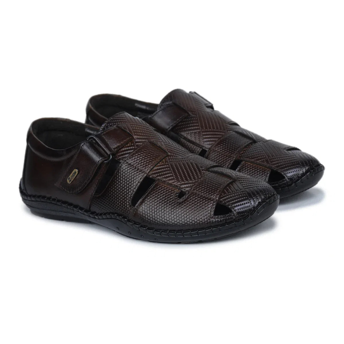 Original Leather Sandals for Men with Mat Weave Design & Cushioned Insole – 1901