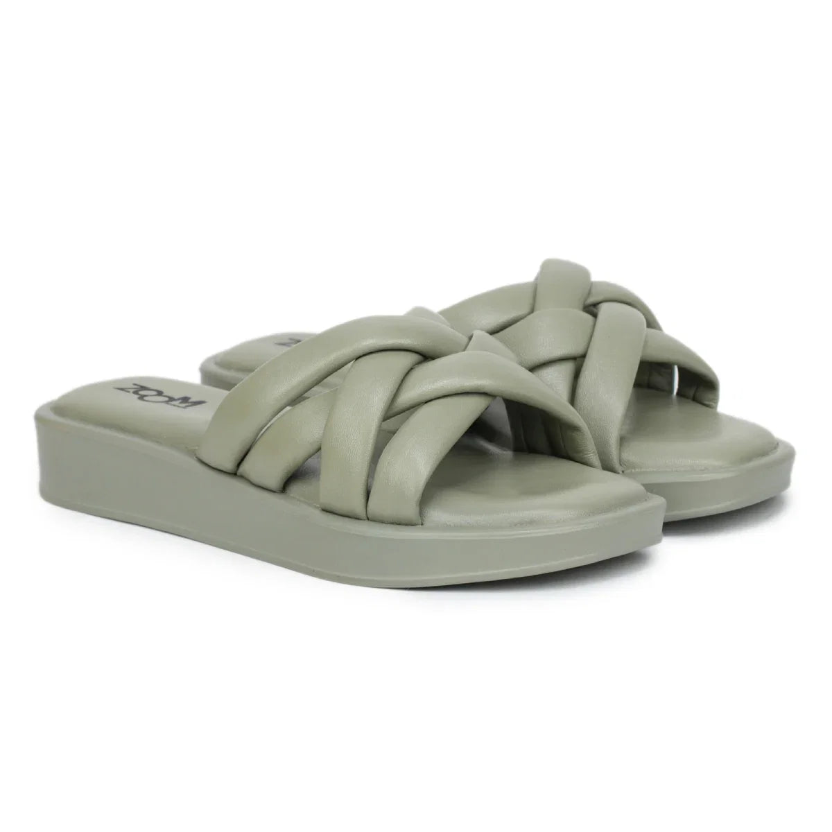Stylish Women's Leather Slippers with Criss-Cross Design - L 212