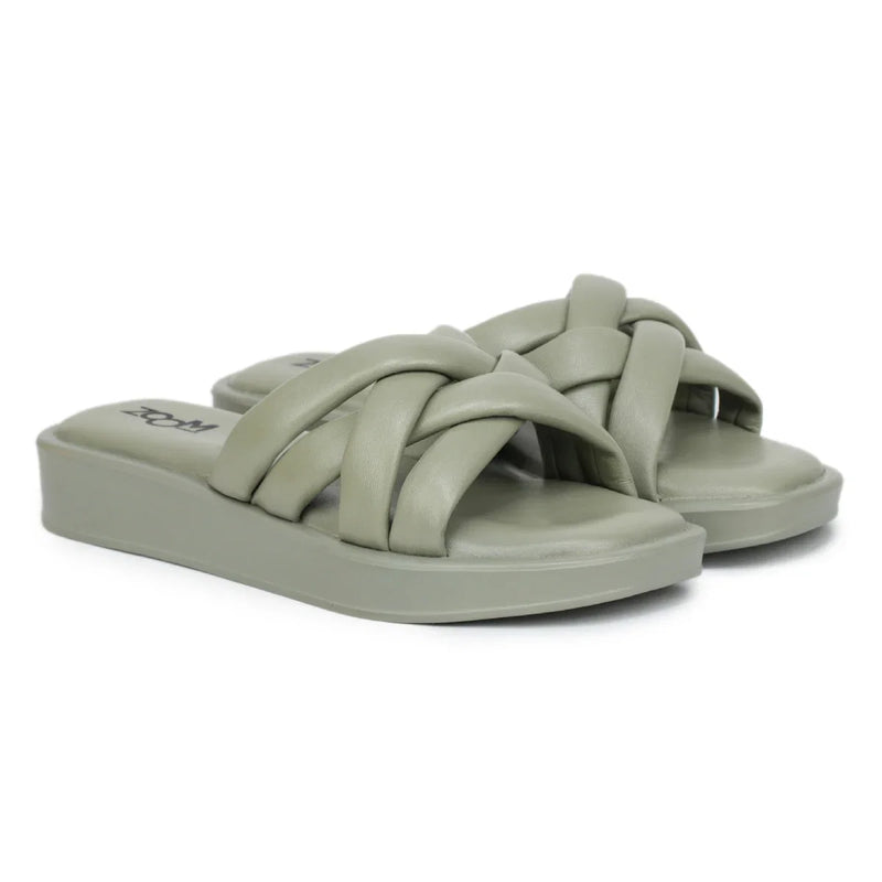Stylish Women's Leather Slippers with Criss-Cross Design - L 212