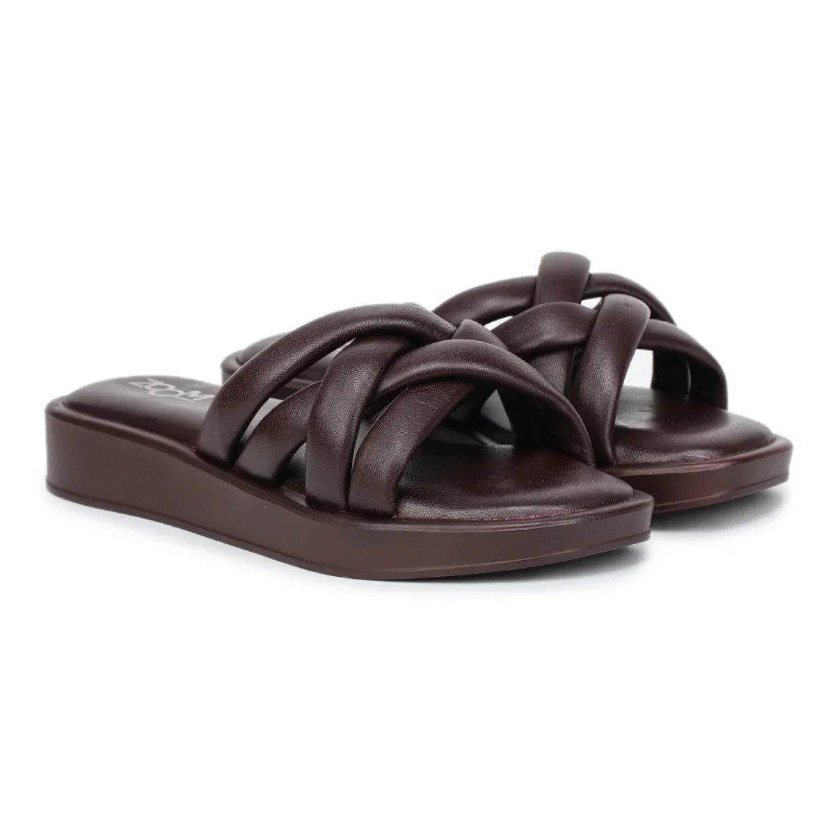 Stylish Women's Leather Slippers with Criss-Cross Design - L 212