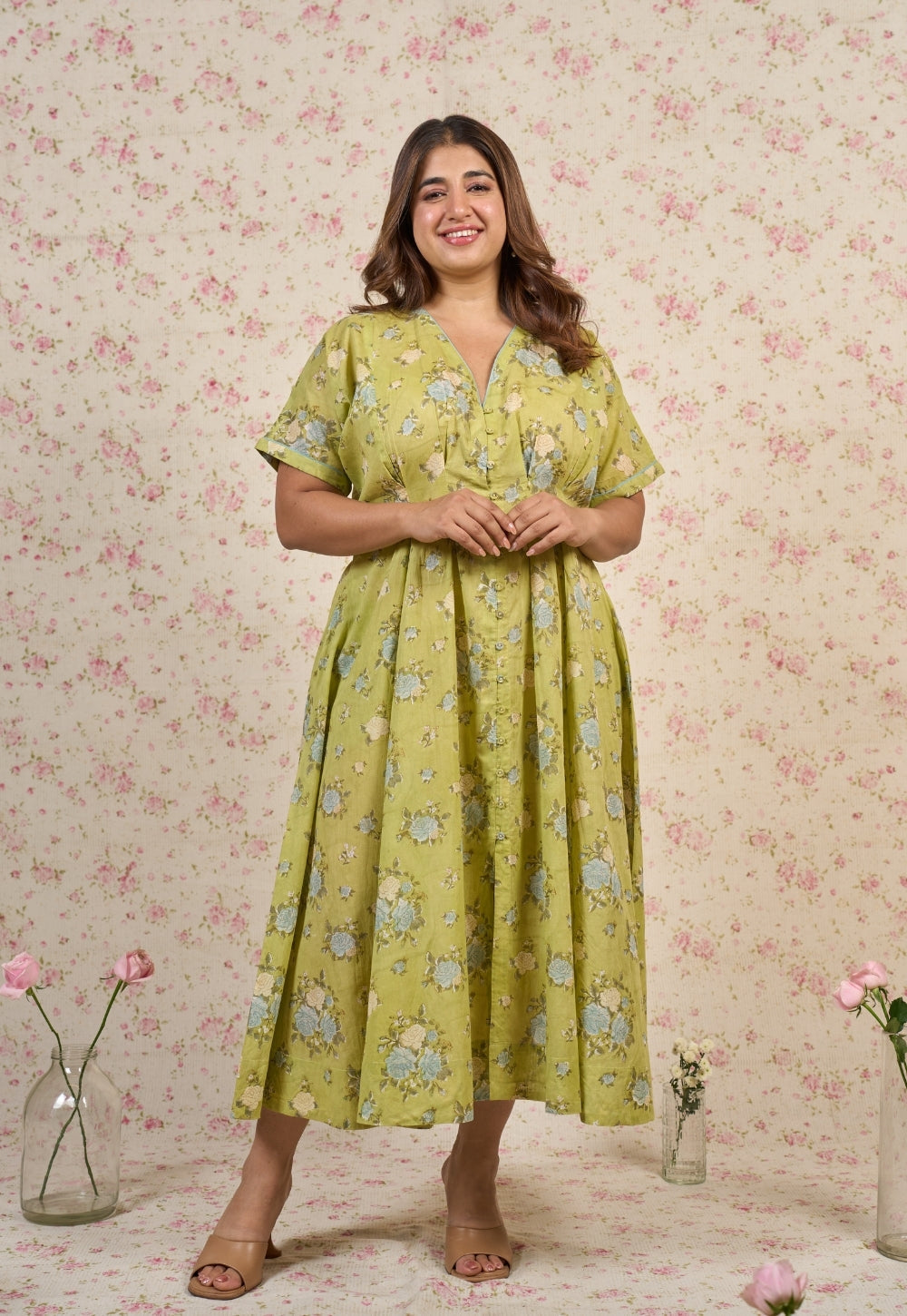 Grace Sanganeri Mul Cotton A Line Dress
