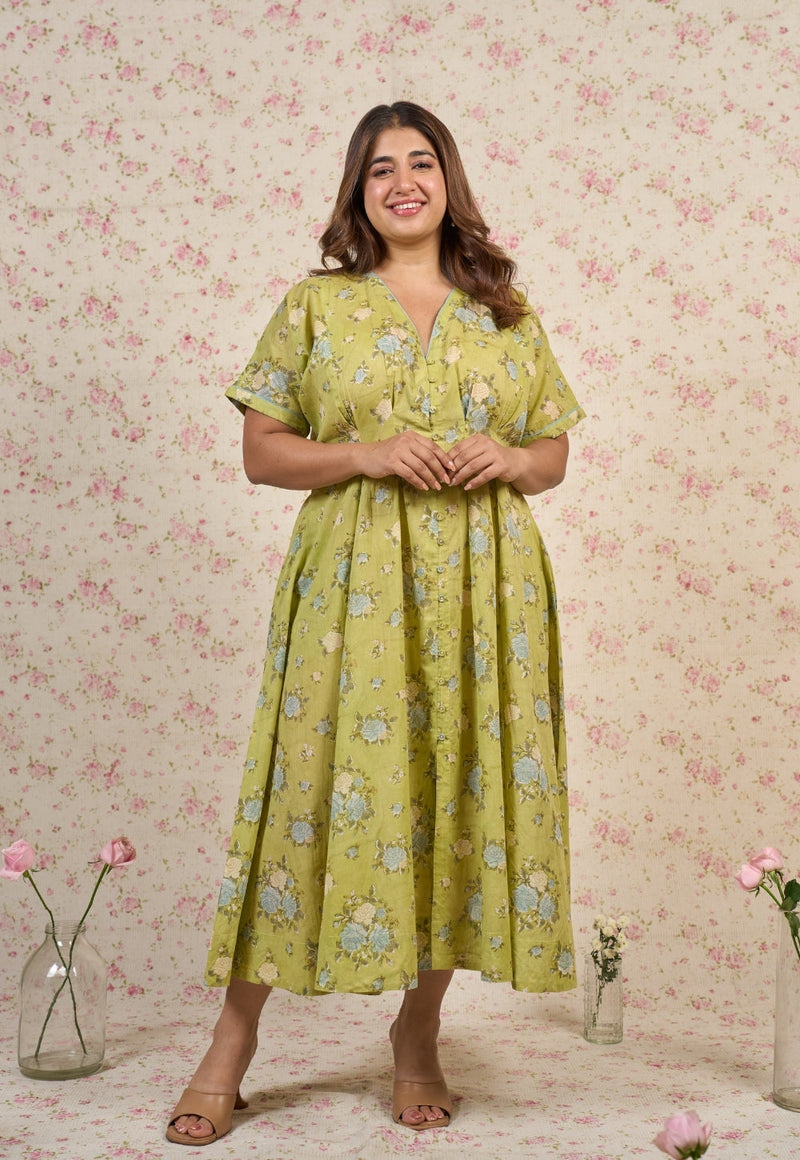 Grace Sanganeri Mul Cotton A Line Dress