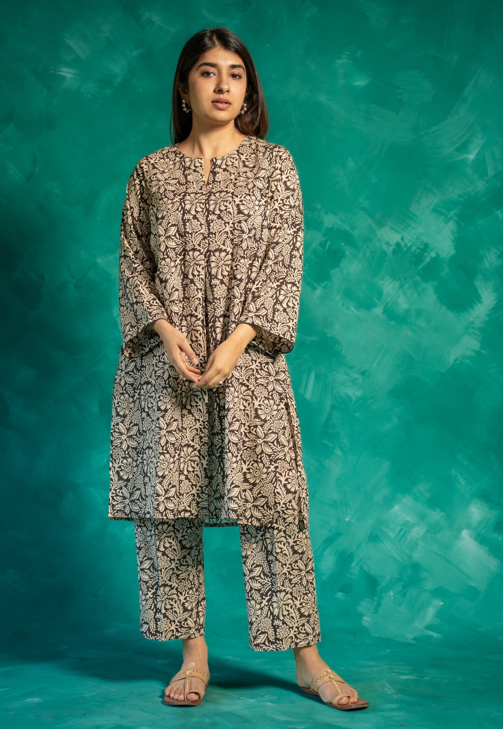 Nikita Black Bagru Cotton Straight Co-Ord Set