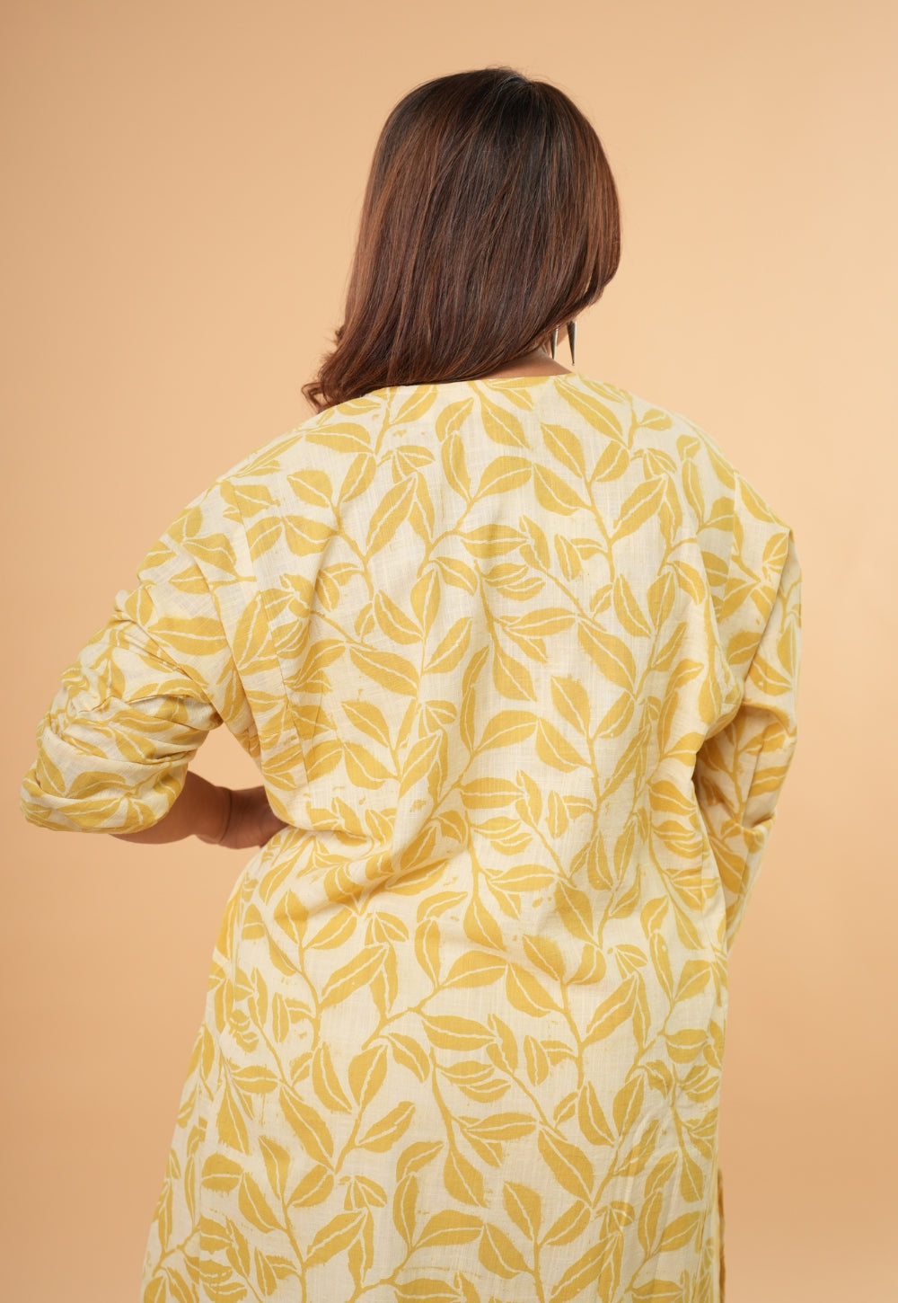 Ritika Yellow Hand Block Print Slub Cotton Jhabbha Kali Kurta