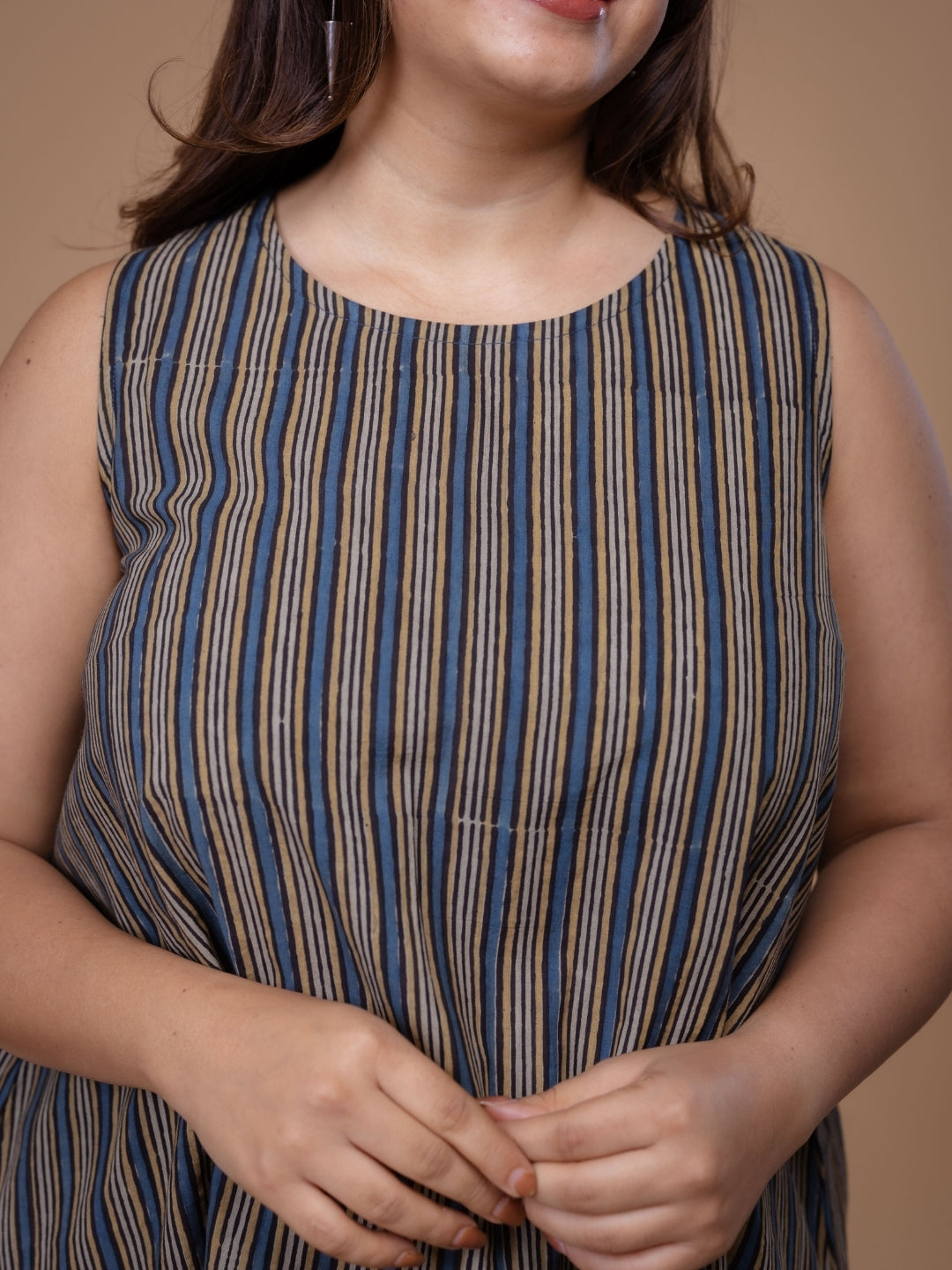 Inam Multi Ajrakh Cotton A Line Dress