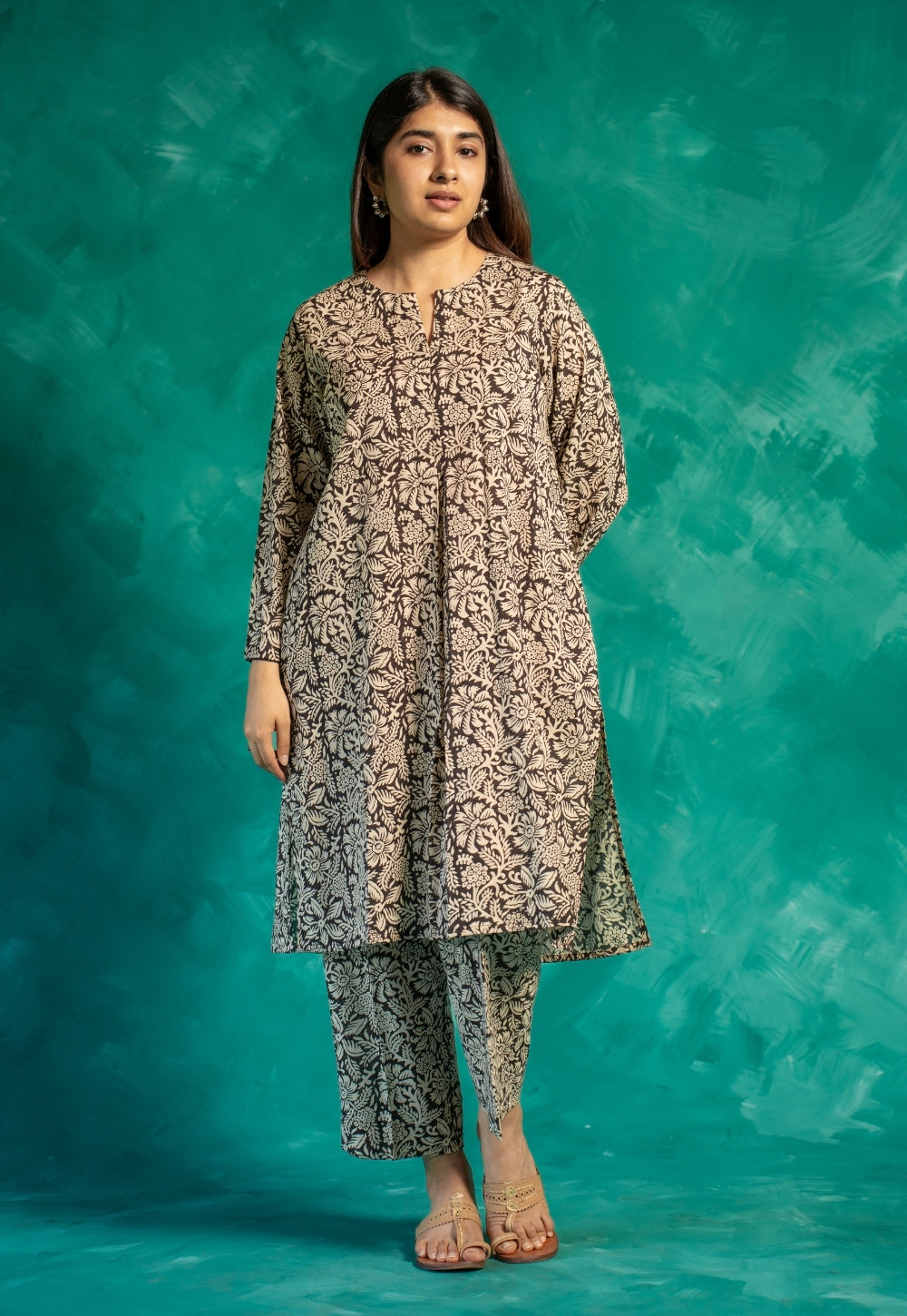 Nikita Black Bagru Cotton Straight Co-Ord Set