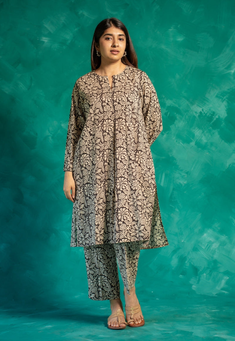 Nikita Black Bagru Cotton Straight Co-Ord Set