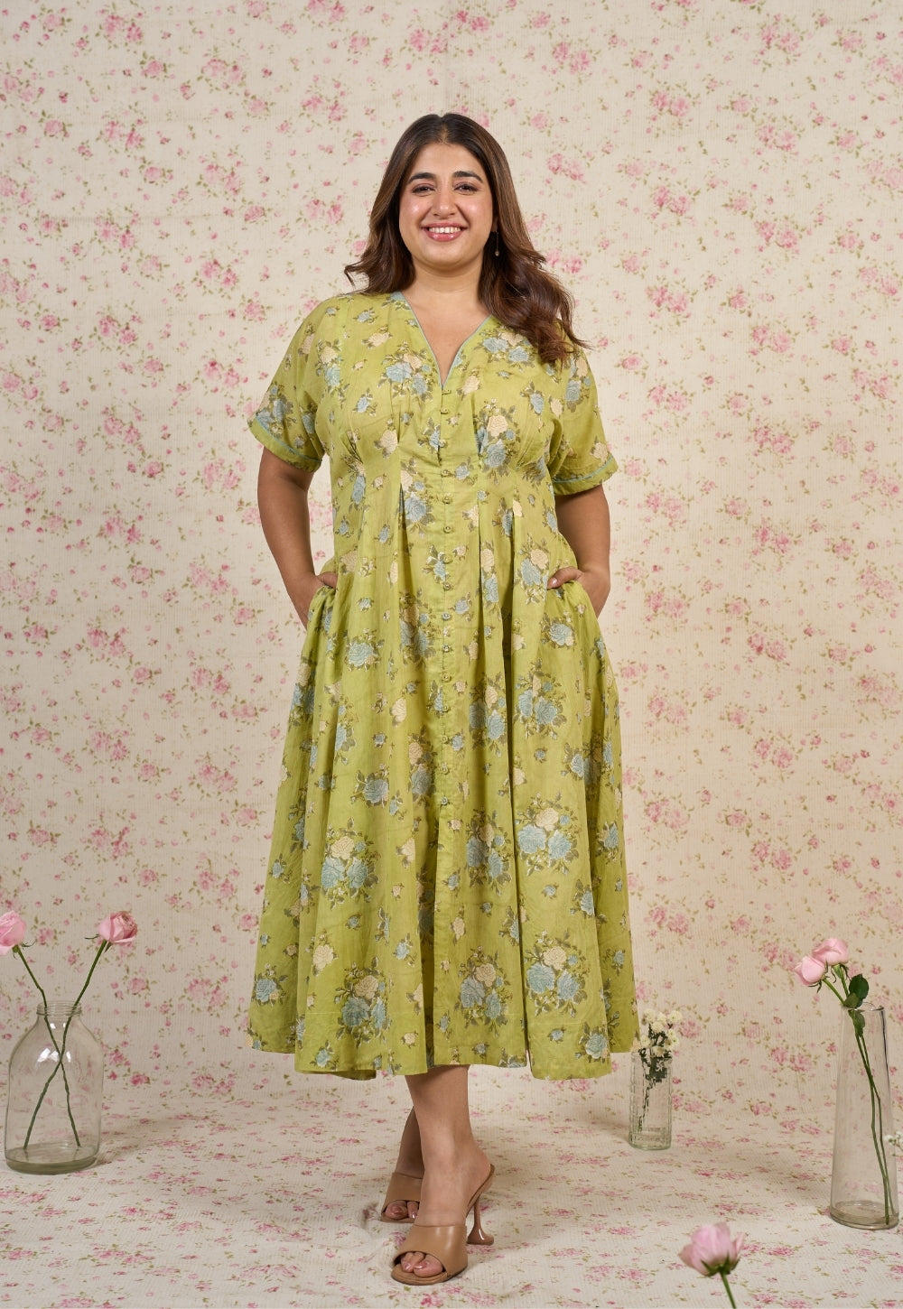 Grace Sanganeri Mul Cotton A Line Dress