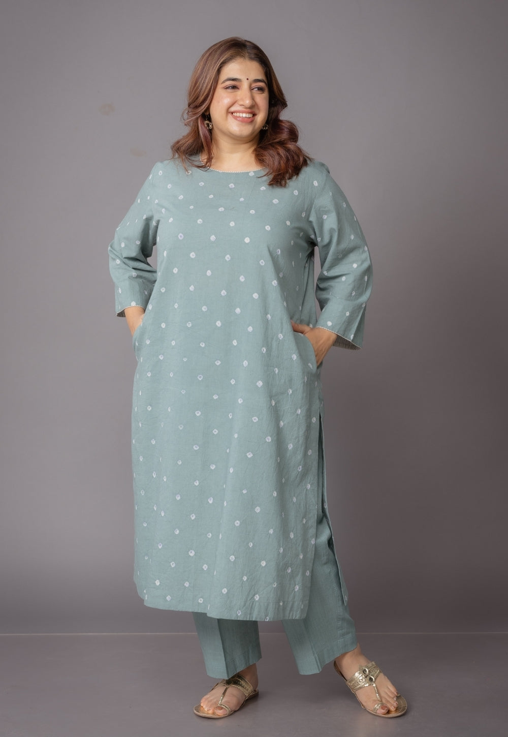 Harsha Green Bandhani Cotton Straight Kurta
