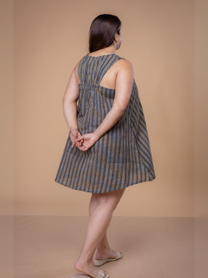 Inam Multi Ajrakh Cotton A Line Dress