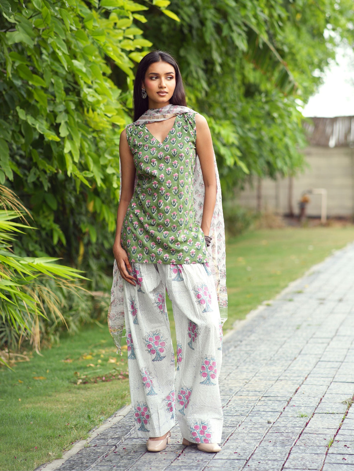 Bani Handblock Cotton Farshi Set