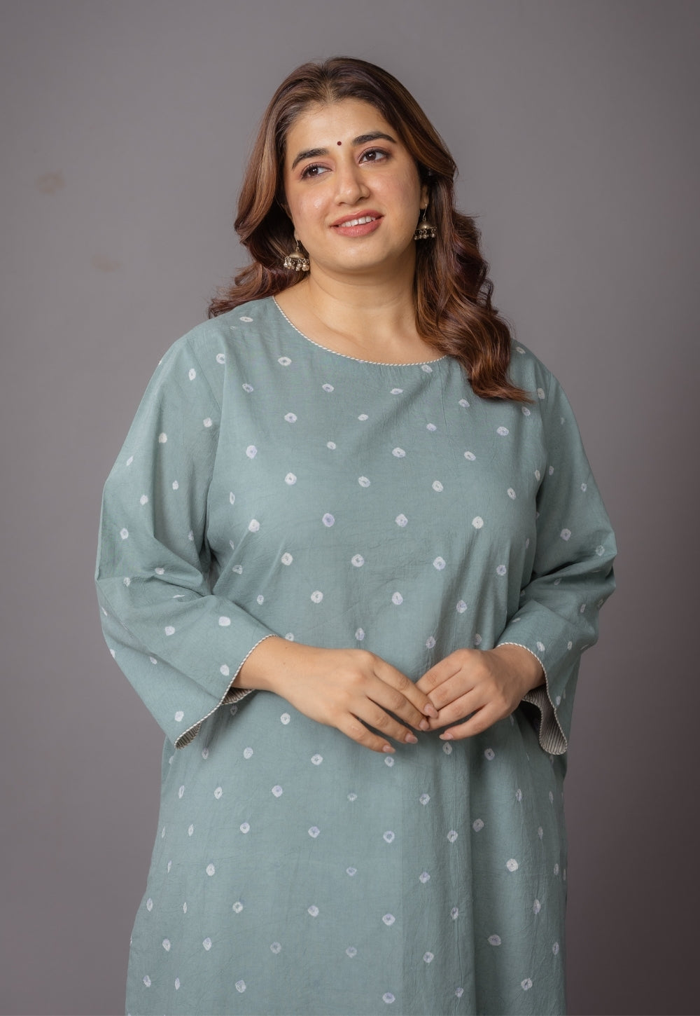 Harsha Green Bandhani Cotton Straight Kurta