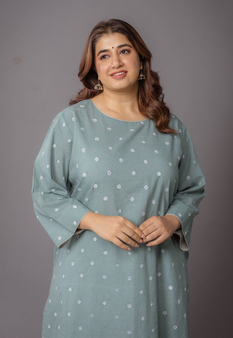 Harsha Green Bandhani Cotton Straight Kurta
