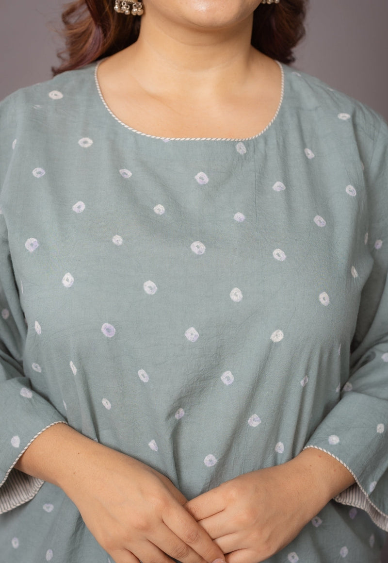Harsha Green Bandhani Cotton Straight Kurta