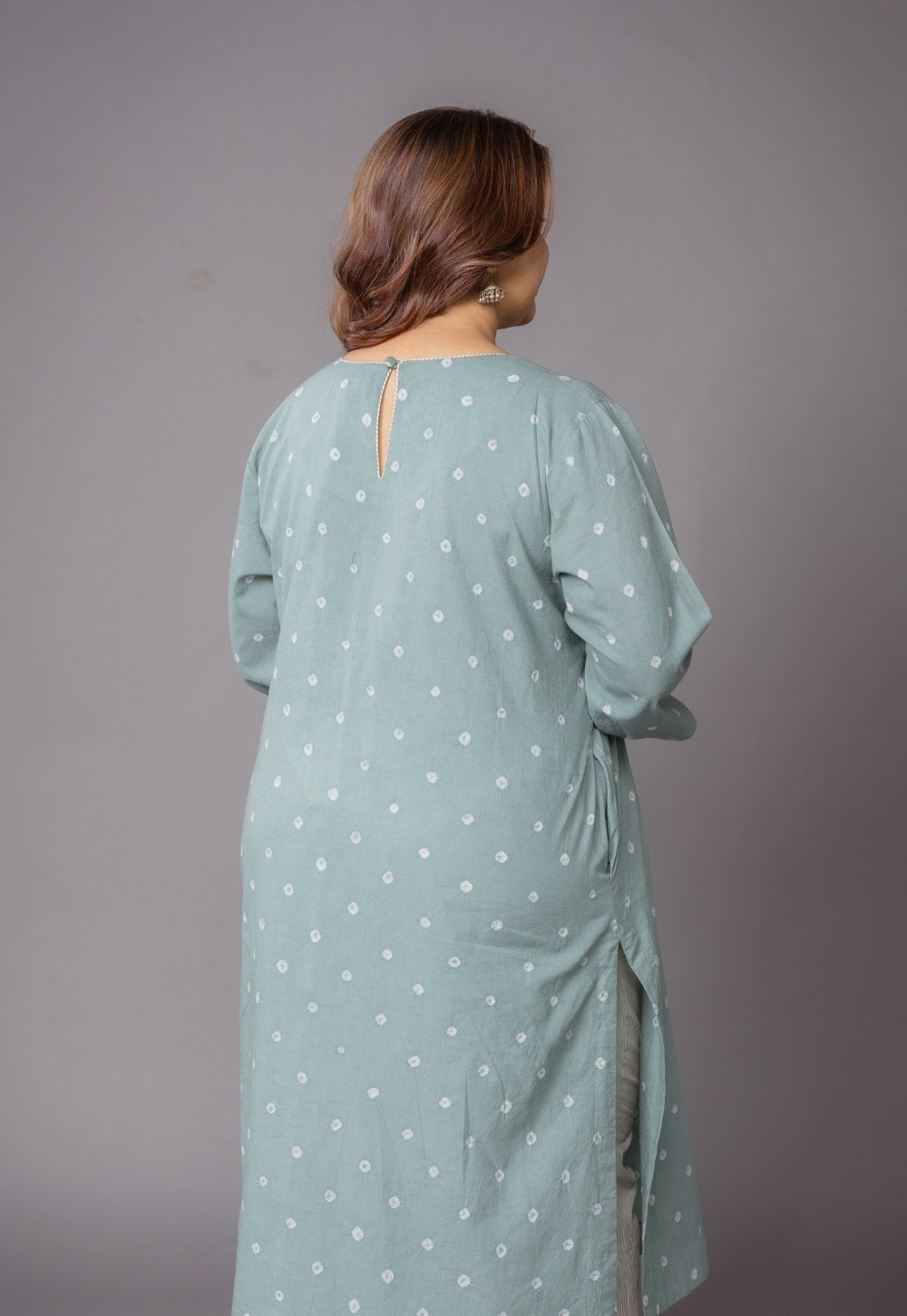Harsha Green Bandhani Cotton Straight Kurta
