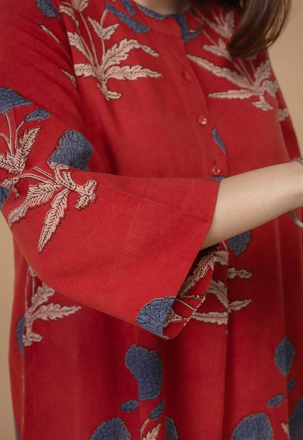 Sofia Red Ajrakh Cotton Straight Co-Ord Set