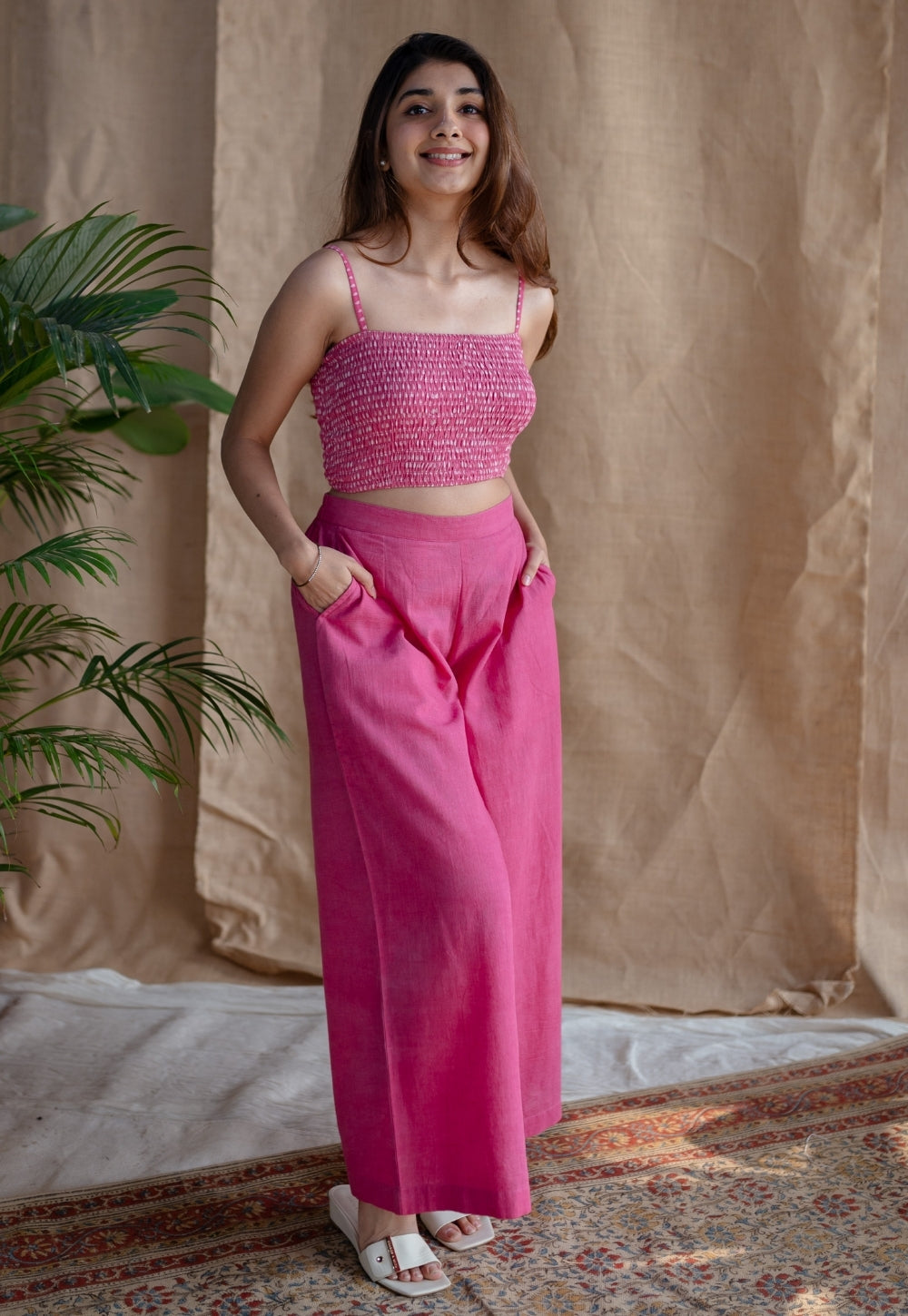 Yafit Slub Cotton Wide Leg Pant