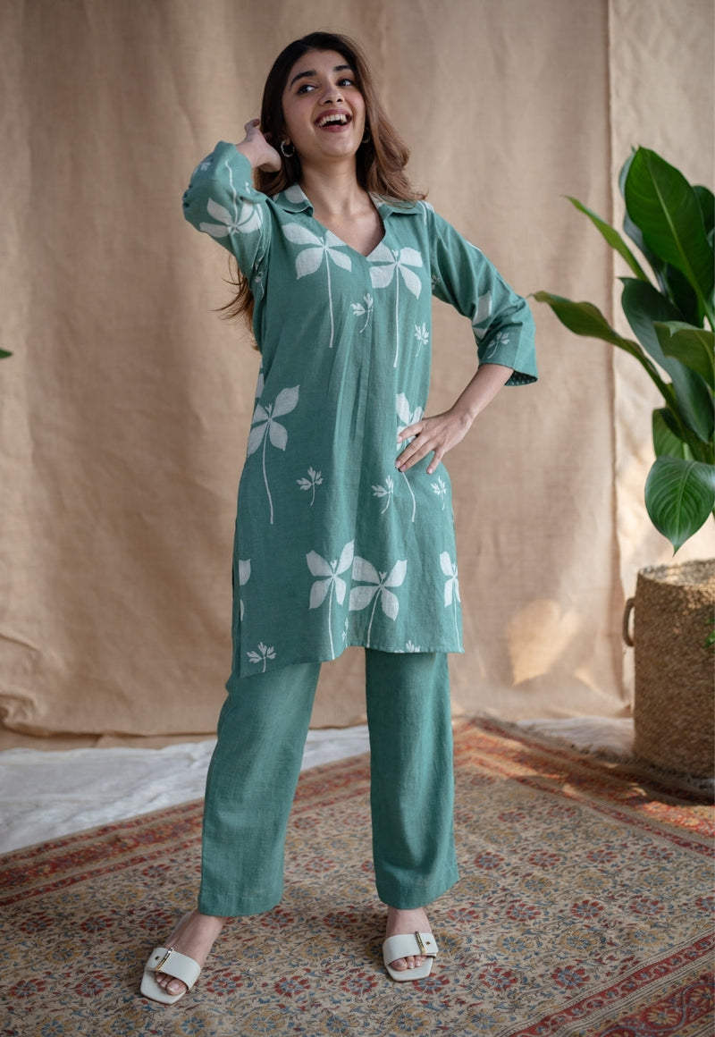 Rahea Slub Cotton Straight Pant