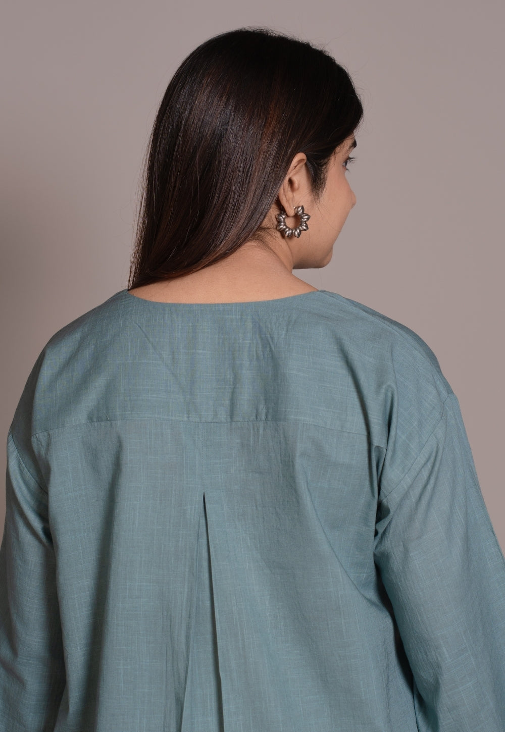 Light Blue Solid Slub Cotton Straight Short Top - DyeVerse