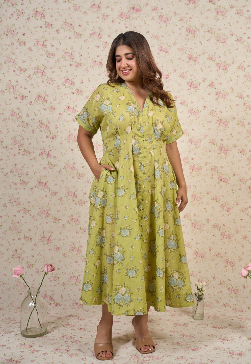 Grace Sanganeri Mul Cotton A Line Dress