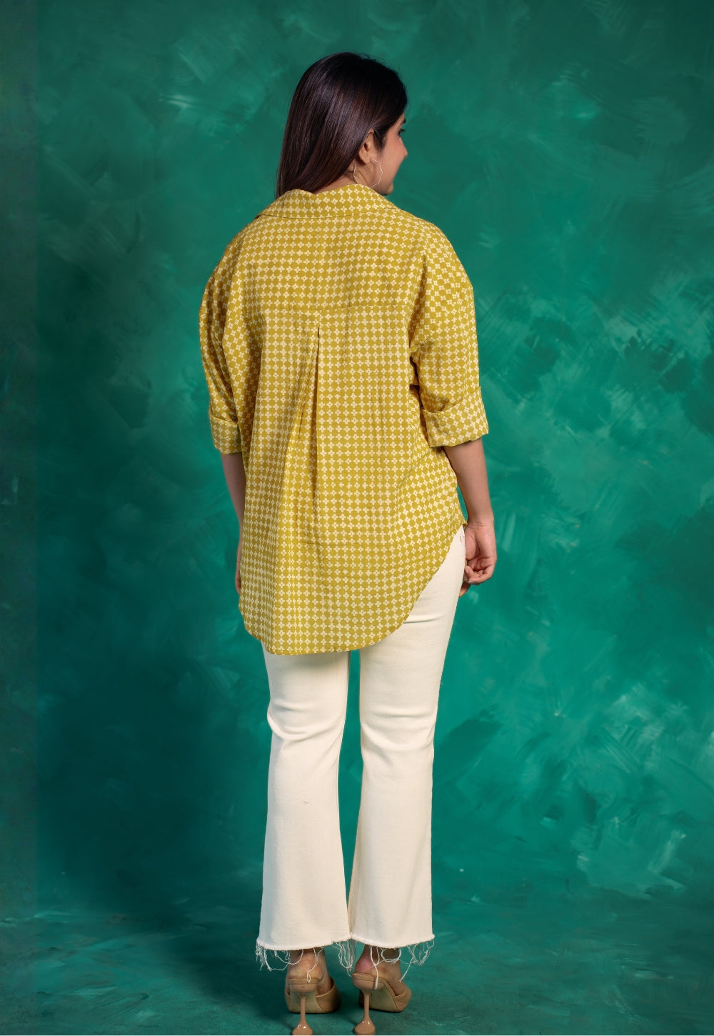 Ruhi Yellow Bagru Cotton Straight Shirt