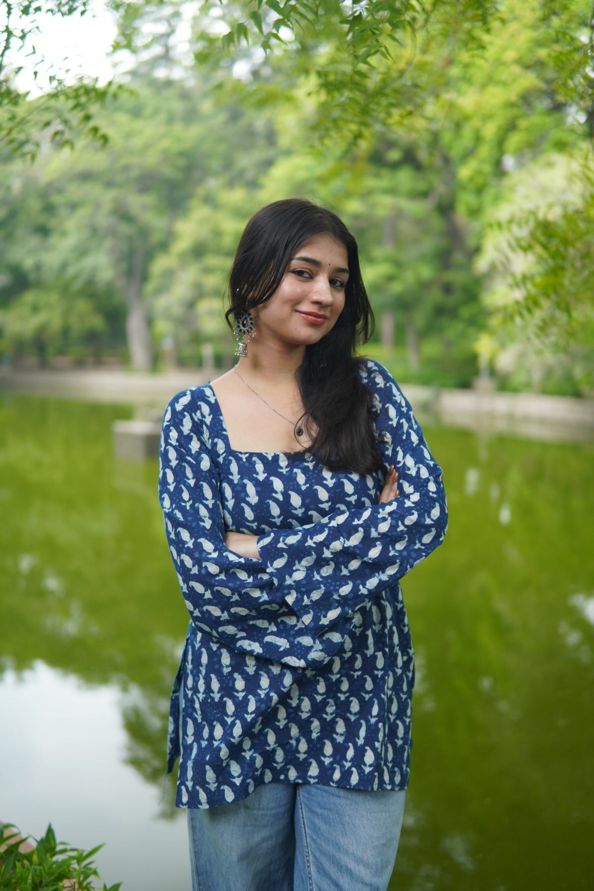Tied Back Indigo Bagru Kurti