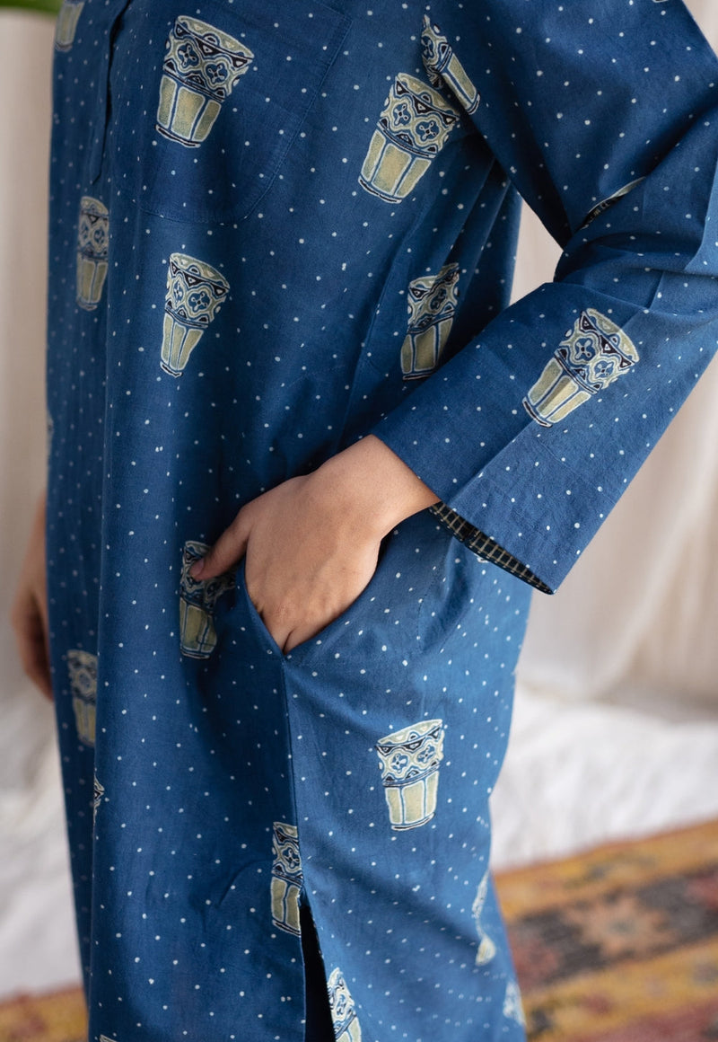 Bombay Irani Chai Ajrakh Cotton Kurta