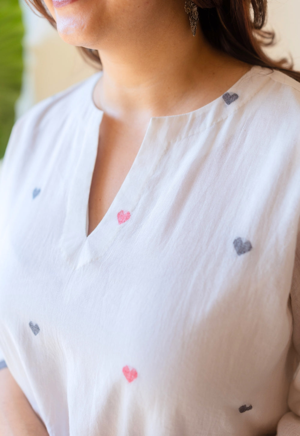 Ankita White Jamdani Handloom Cotton A Line Kurta