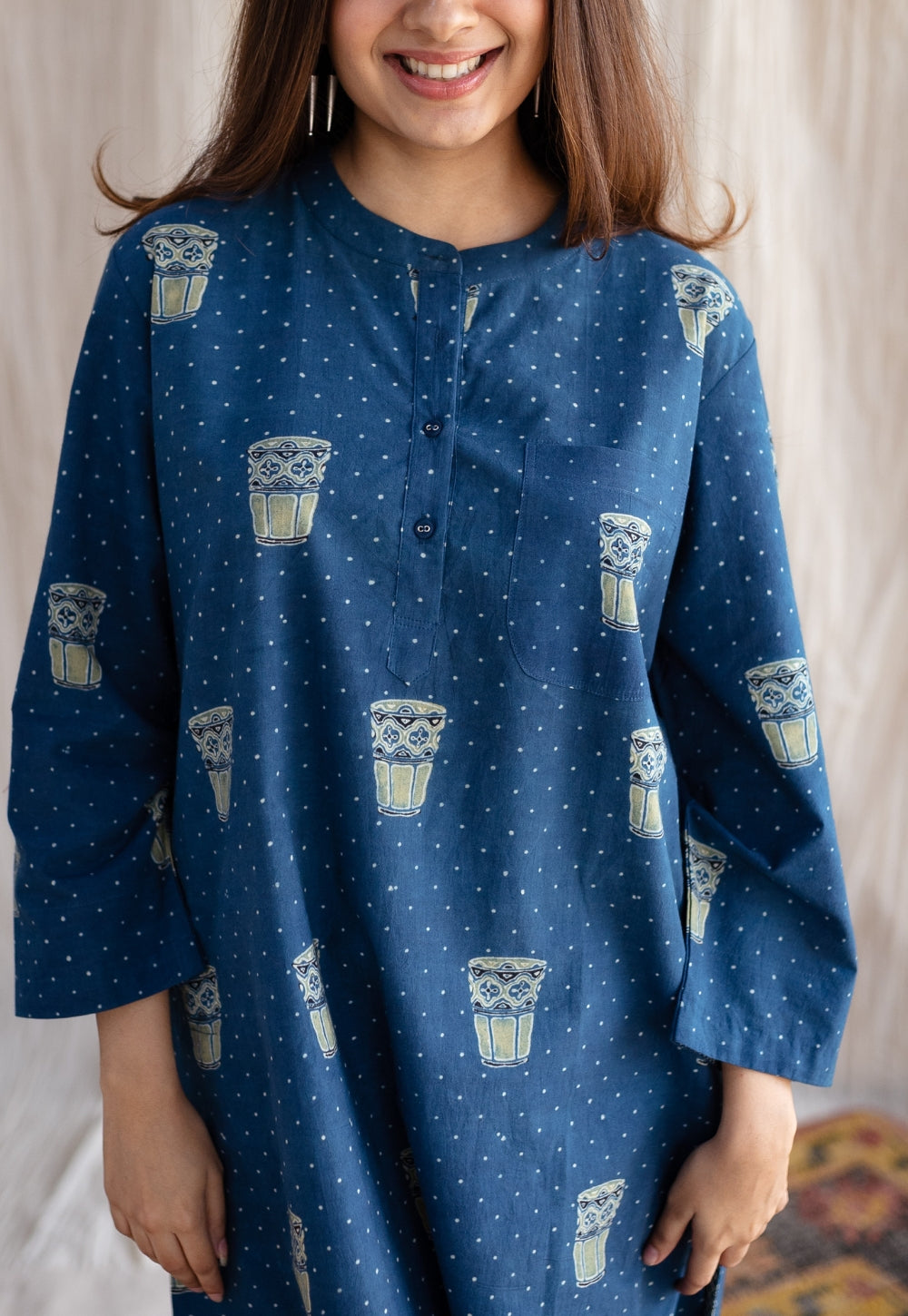 Bombay Irani Chai Ajrakh Cotton Kurta