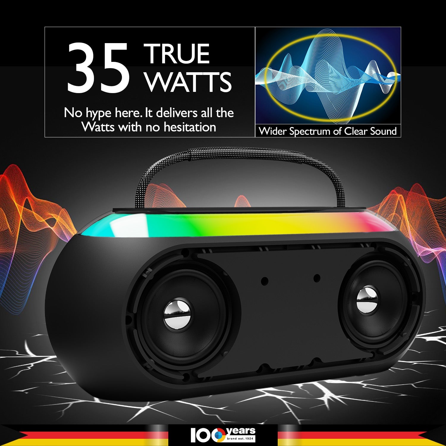 Atomik Kolors Boombox Portable Party Speaker (Black)-7