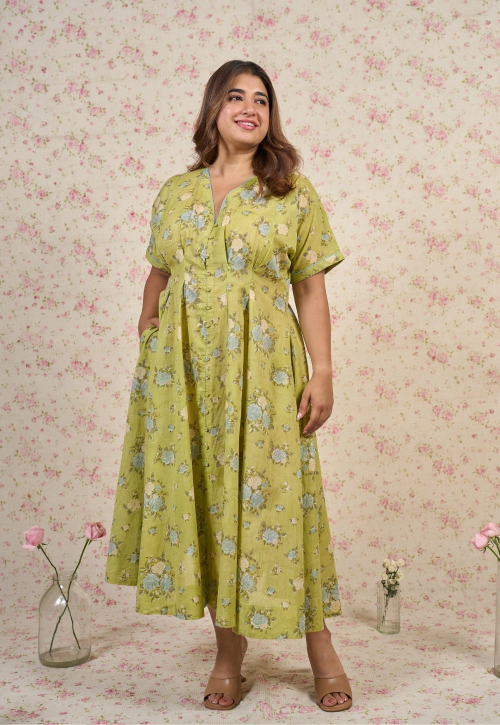 Grace Sanganeri Mul Cotton A Line Dress