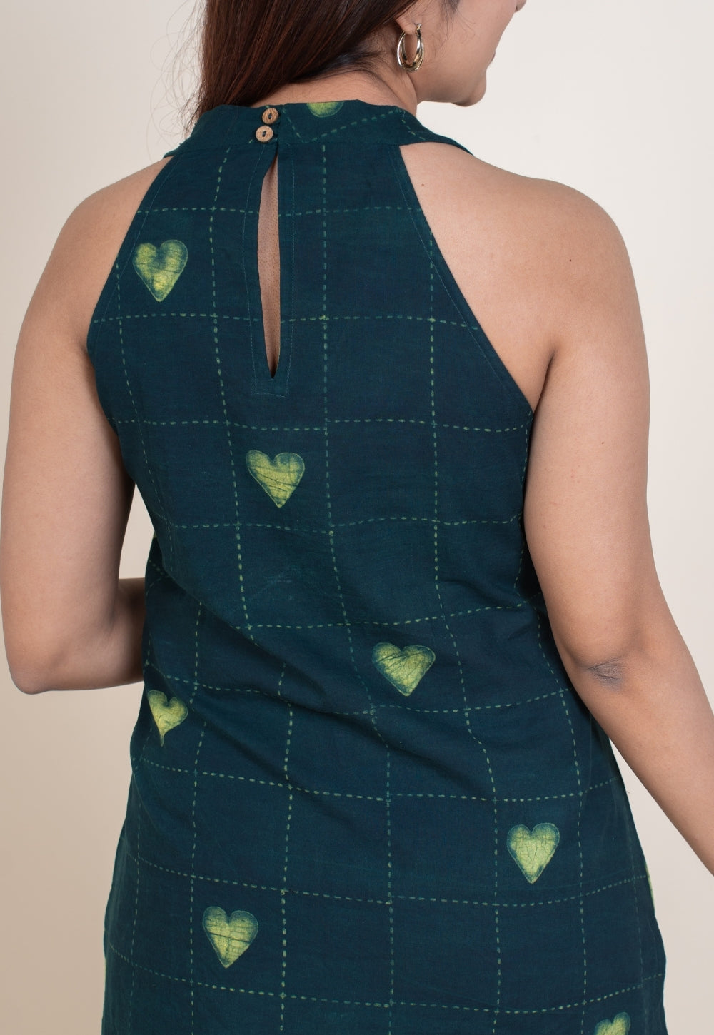 Sivya Green Dabu Cotton Straight Short Top