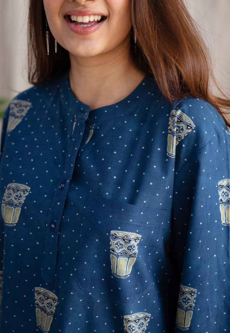 Bombay Irani Chai Ajrakh Cotton Kurta