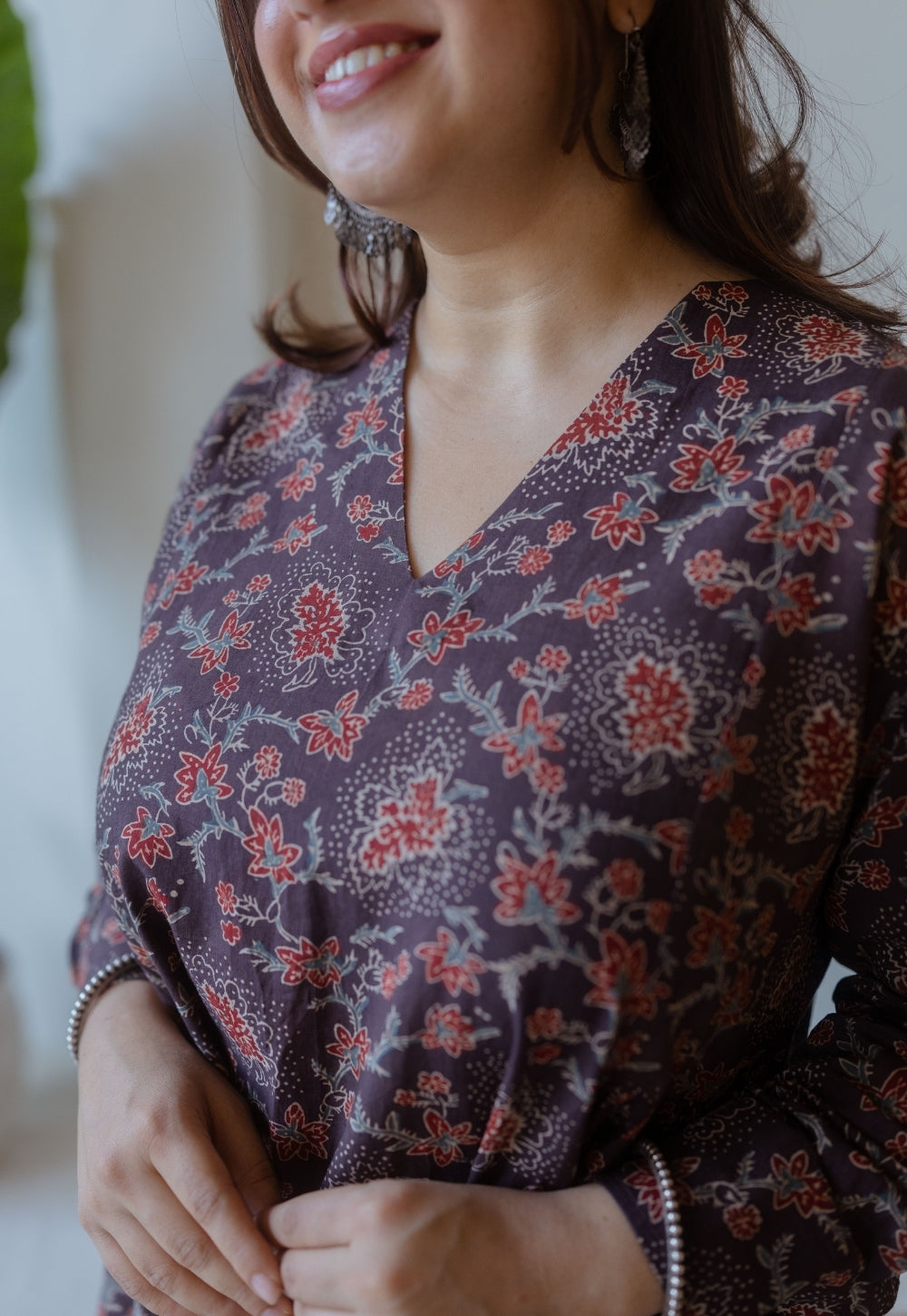 Kajal Brown Ajrakh Cotton Kali Kurta