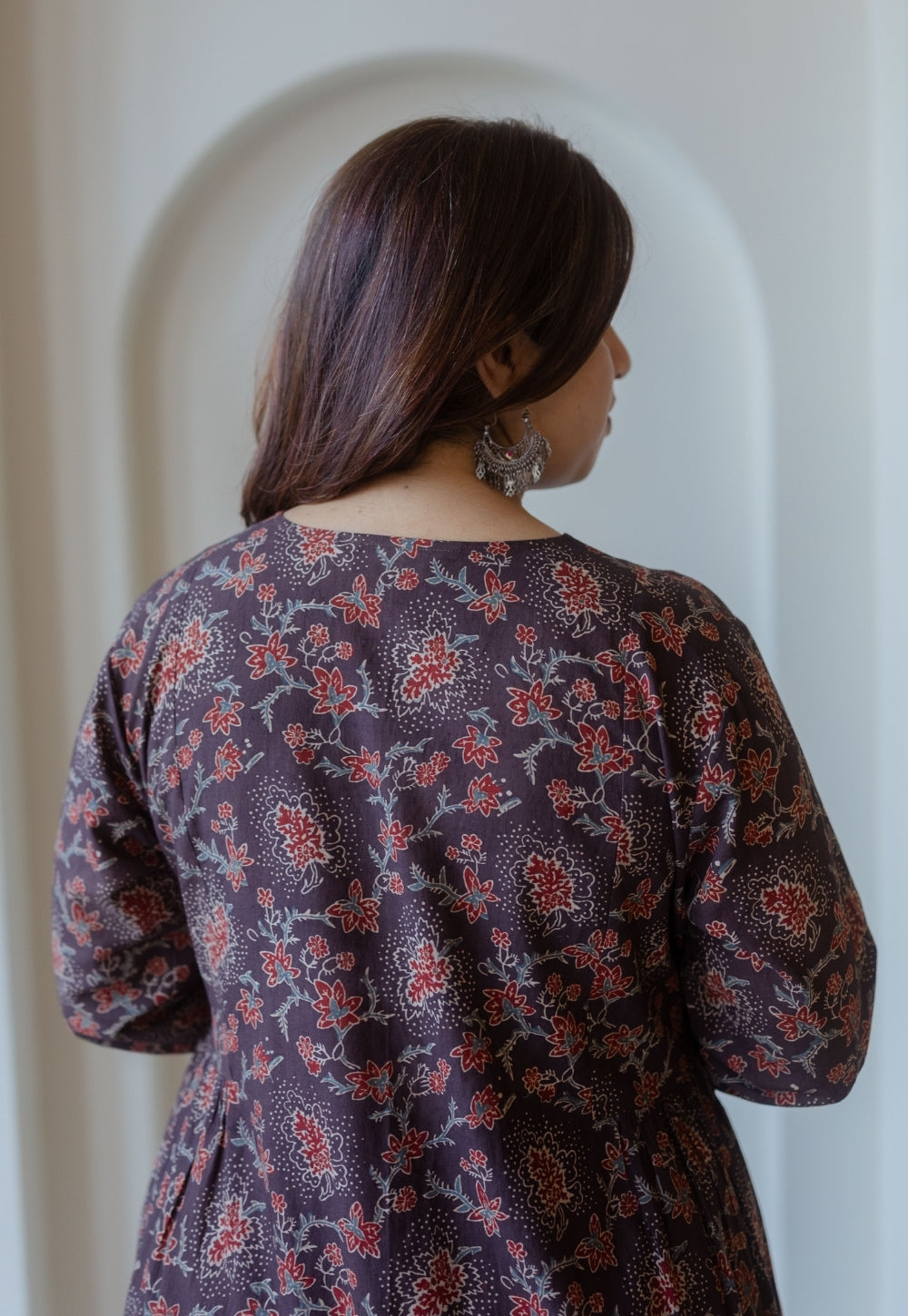 Kajal Brown Ajrakh Cotton Kali Kurta