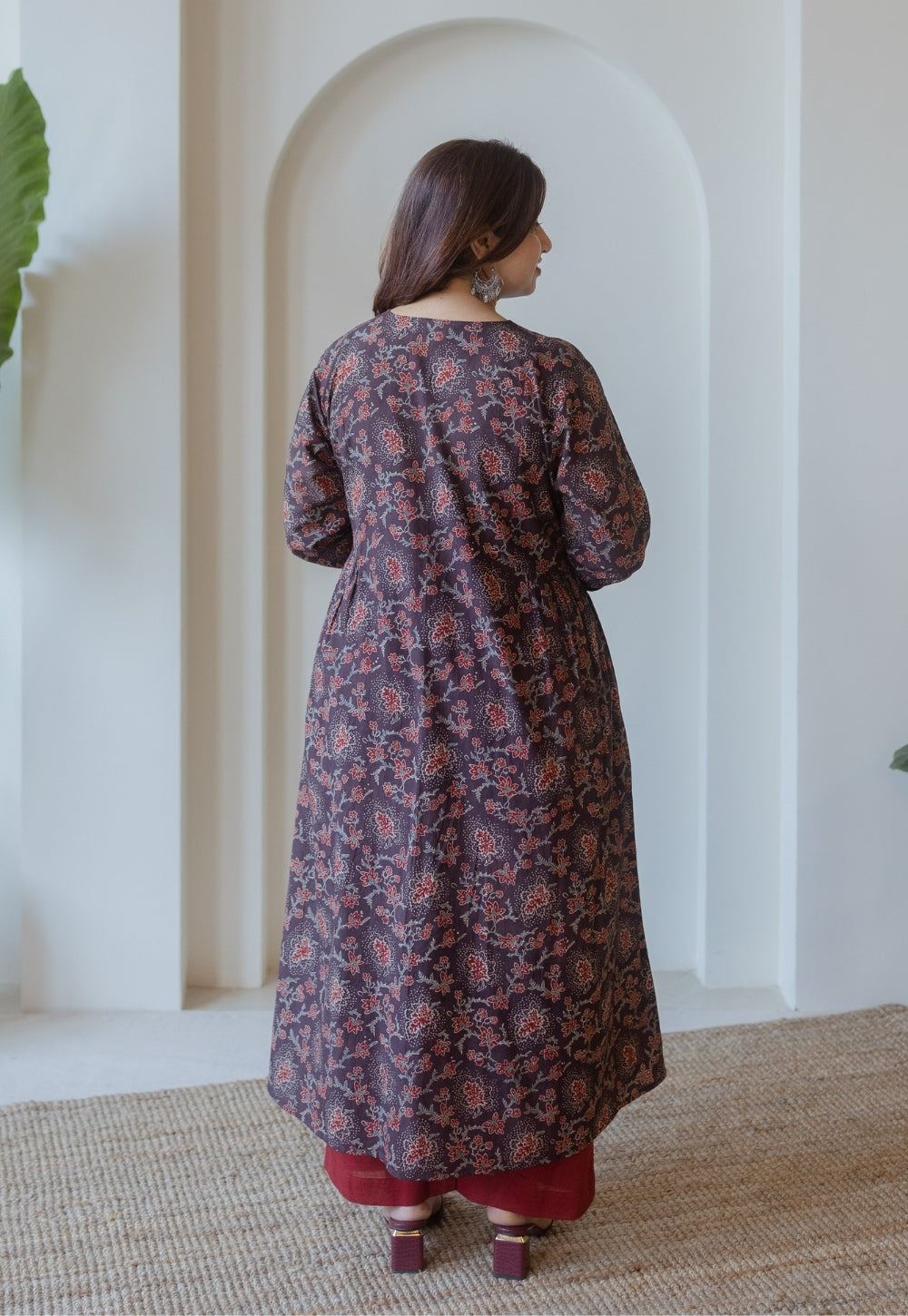 Kajal Brown Ajrakh Cotton Kali Kurta