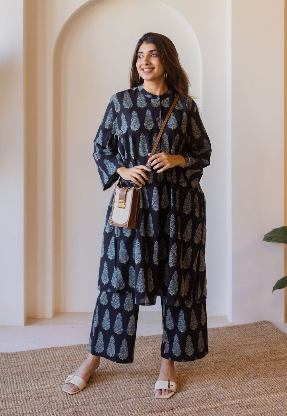 Ayaat Black Ajrakh Cotton Anti-Fit Kurta