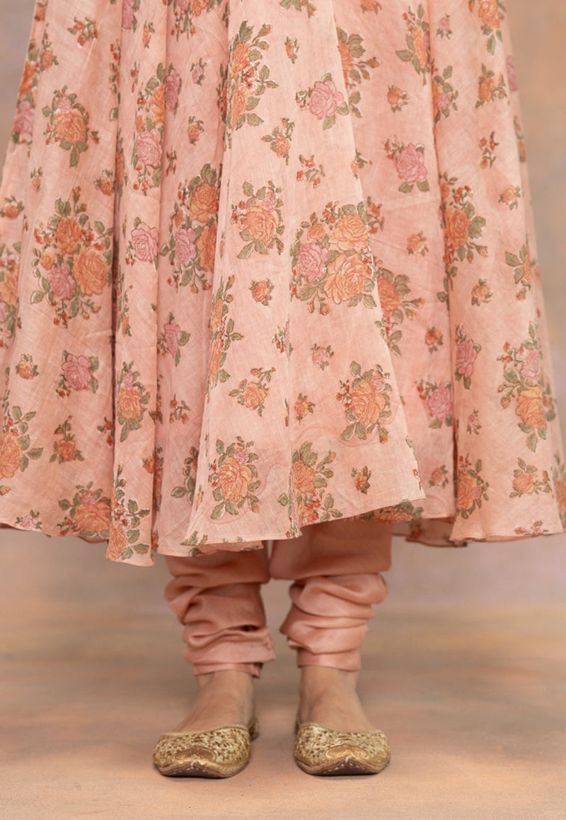 Miral Melon Pink Solid Cotton Satin Churidar