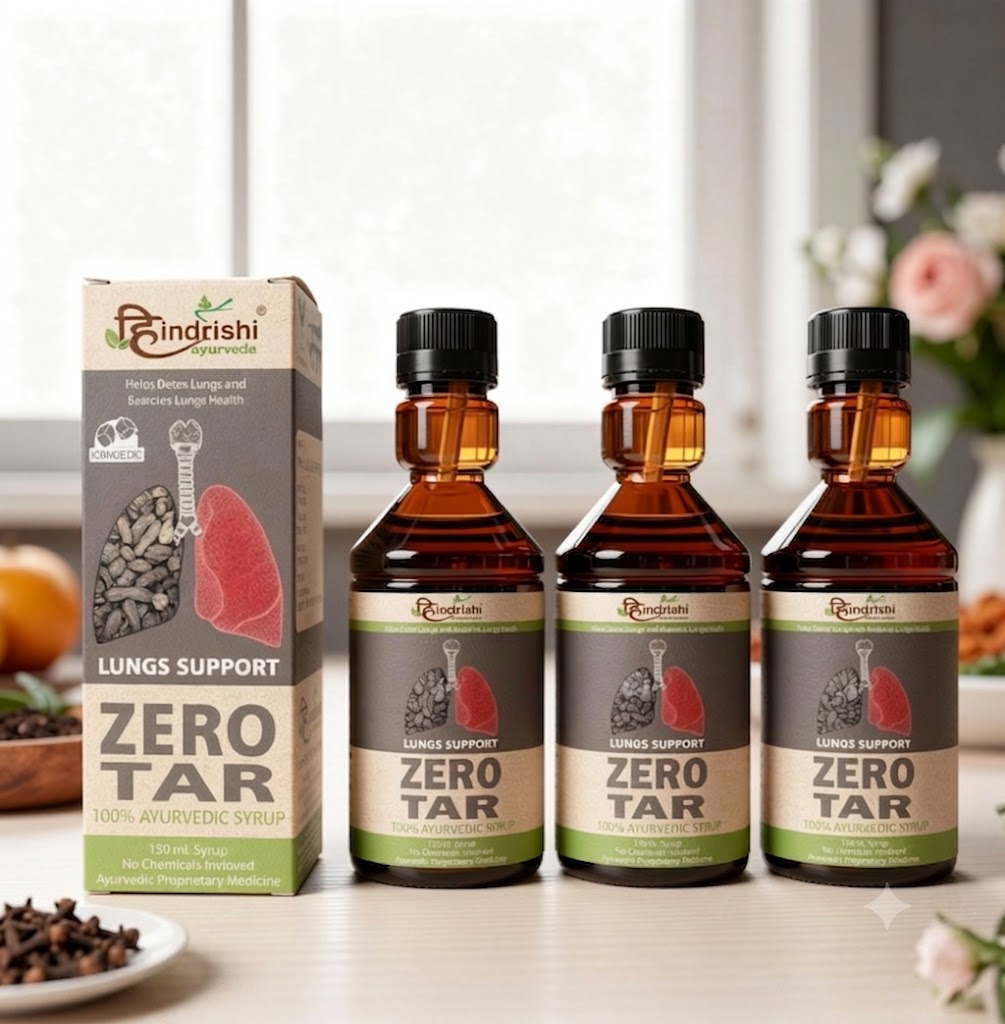 Hindrishi Zero tar Syrup for Lungs and Respiratory Tract Detox ( 150ml Each Bottle) NO ADDED SUGAR-1